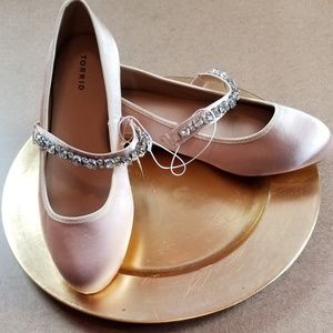 Torrid flat Nude Satin Ballerina Shoe size 9 wide